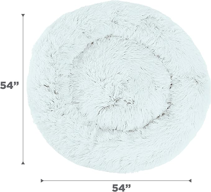 Best Friends by Sheri Original Calming Donut Dog and Cat Bed, Shag Faux Fur, Frost Gray, XXL (54in x 54in) - Anxiety Relief for Pets Up to 210 lbs