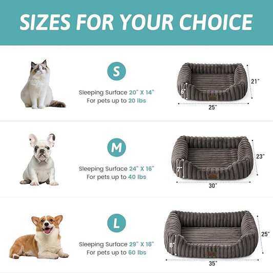 Orthopedic Dog Bed for Small Dogs & Medium Dogs - Washable Rectangle Pet Bed with Anti-Slip Bottom, Soft Calming Cat & Puppy Bed for Indoor Pets (30"x23"x7", Grey)