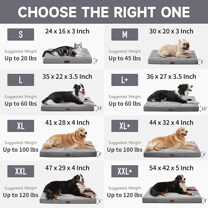 OhGeni Orthopedic Waterproof & Machine Washable Dog Bed for Small Pets, Suitable for Crates, Cat Mat with 25D Egg Crate Foam, Non-Slip Bottom & Removable Cover, Invisible Zipper, 24 Inches(Gray)