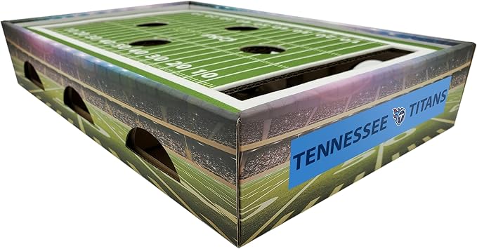NFL Tennessee Titans Football Field Felt Cat Scratcher & Lounge - Game Day Cat Toy with 2 Jingle Bell Balls