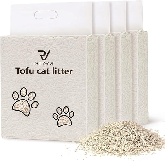 Tofu Cat Litter - Strong Clumping, Ultra Absorbent, Odor Control, Flushable, Low Tracking, Low Dust Tofu Litter Pellets - 4 Packs/24LB (Original Flavor)