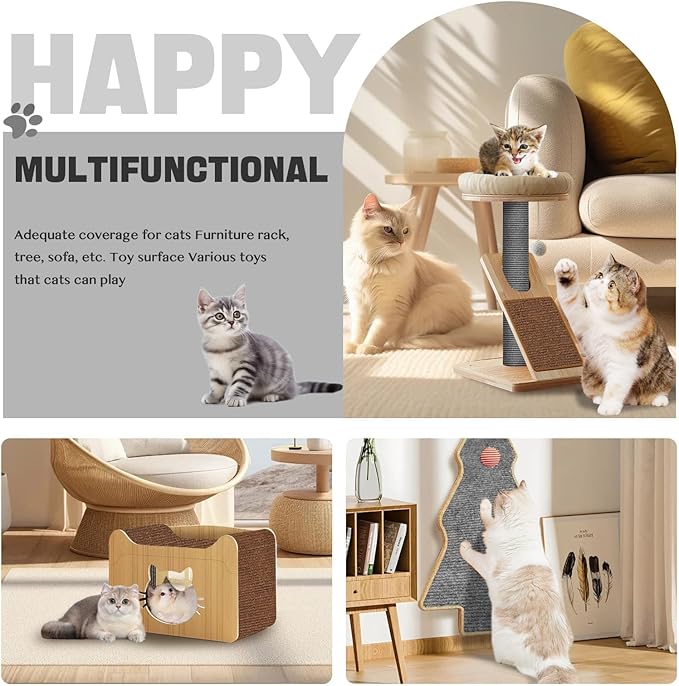 Cat Scratch Couch Furniture Protector, Adhesive Cat Scratch Pad Deterrent for Furniture, DIY Climbing Cat Scratcher Couch Protector from Cat Claws Scratching Mat for Indoor (Brown,78.7x15.8Inch)