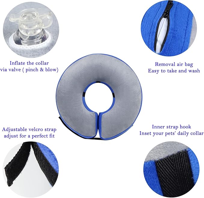 Katoggy Inflatable Dog Recovery Collar,Soft Blow-up Protective Recovery Dog Cone,Pet Donut Cone Collar,Comfy Elizabethan Collar After Surgery for Medium Dog to Prevent from Biting & Scratching,Small