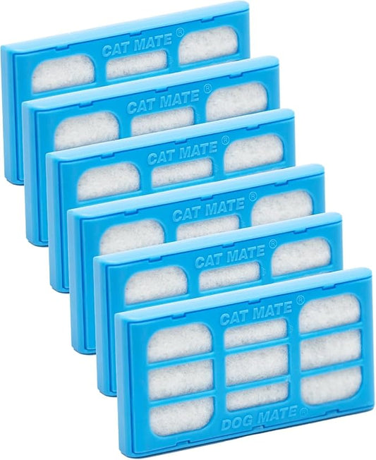 Cat Mate 6-Pack Replacement Fountain Filter Cartridges (Compatible with all Cat Mate / Dog Mate Fountains)