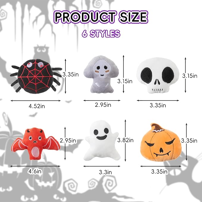 6pcs Halloween Catnip Toy,Indoor Pumpkin Ghost Shaped Cat Toy Plush Interactive Chew Bite Toys for Cat Kitten Indoor Festive Holiday Cat Lover Gift