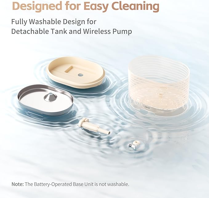 Enabot EBO ROLA Cat Water Fountain Cordless: Battery-Operated Smart Pet Fountain, Pumpless Cat Water Dispenser, Stainless Steel Tray, Wireless Cat Fountain w/Phone App (2.4 GHz Only)