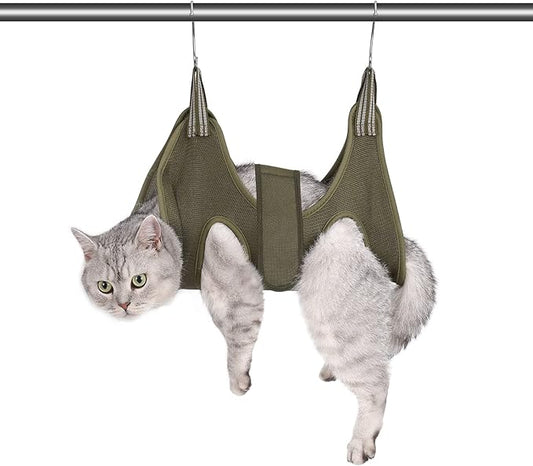 Cat Grooming Hammock Harness for Small Dogs,Pet Hammock Restraint Bag,Dog Grooming Sling for Trimming Nail and Ear/Eye Care(XS Size,Green)