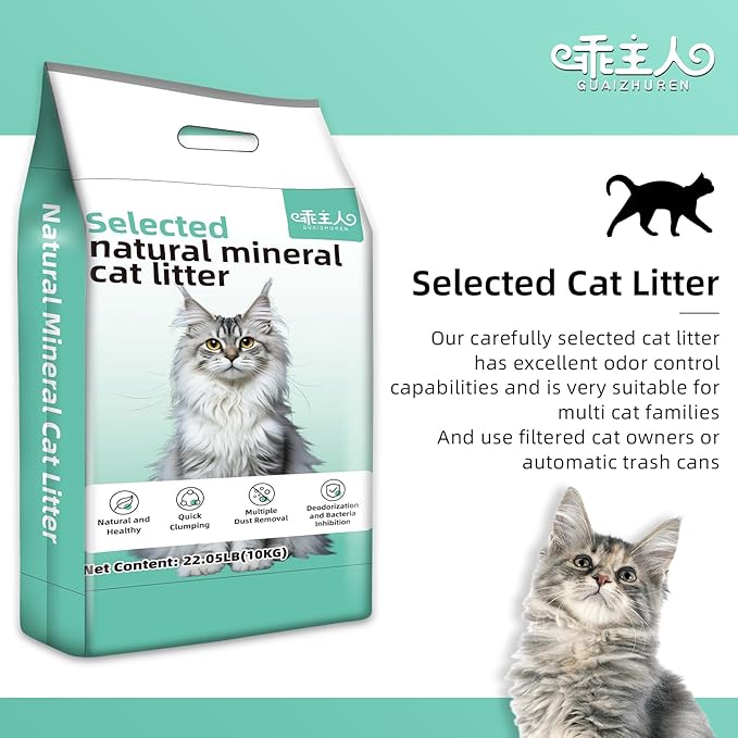 Natural Sodium Bentonite Clay Cat Litter | Dust-Free, Rapid Clumping, Ultra Absorbent, Odor Control, Low Tracking (22LBS)