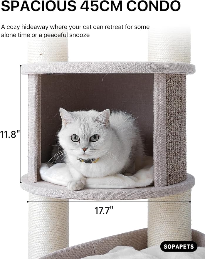 Extra Large Cat Tree Tower for Indoor Cats Large Adult, Maine Coon Cat Tree with Hammock (Begin, 64.2“H)