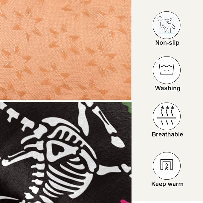 Gothic Unicorn Skeleton Skull Pet Bed Cute Dog Bed Mat Absorbing Non Slip Pad Pet Sleeping Mat for Small, Medium, and Large Dogs Puppy Cat 24 in x 18 in