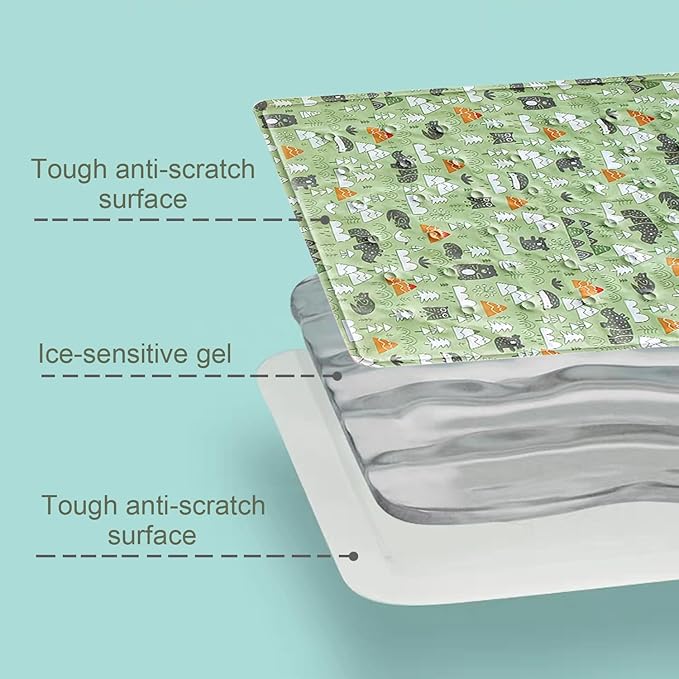 Dog Cooling Mat, Pet Self-Cooling Mat Pad Bed for Dogs Cats and Rabbits Easy Washable Summer Cool Down Comfortable Mat for Pet (Medium Forest)