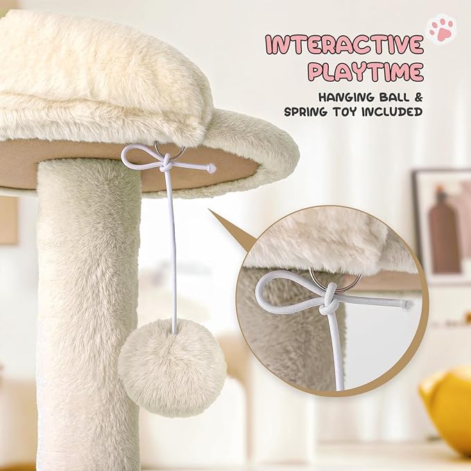 MoNiBloom 60 Inch Cat Tree Tower for Indoor Cats Large Adults, Cat Tower with Scratching Post, Multi-Level Furniture Activity Center with Cat Condo Pet Play House, Beige