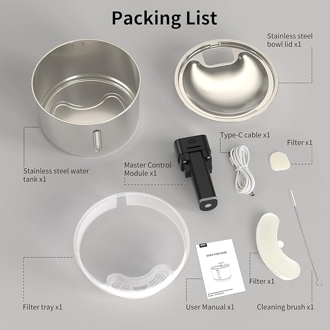 NPET Stainless Steel Wireless Cat Fountain, 1Gallon/4L Battery Operated Automatic Pet Drinking Fountain - Cordless Dog Water Dispenser with Water Level Window for Cats Indoor