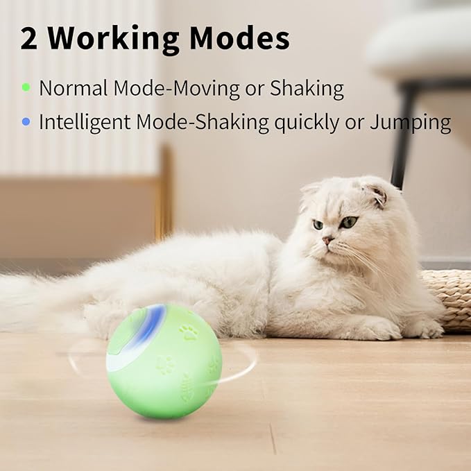 SEALON Electric Interactive Cat Toy Ball,Indoor Cat Play Ball, Suitable for Cats Over 6 Months for Exercise, Weight Loss, and Fun(Green)