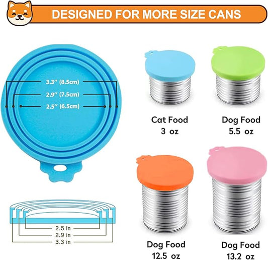 3 Pack Pet Food Can Covers, Silicone Universal Can Lids for Dog & Cat Food, BPA Free, One Fit Most Standard Size Can Lids Top Blue/Green/Teal