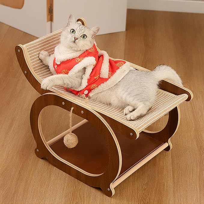 Mellowkin Cat Scratcher Couch, Double-Layer Lounger Cat Scratcher, The Claw Lounge, 2-in-1 Cats Scratch Pad and Lounger, Wear Resistant Scratching Sisal Chair for Indoor Cats (D)