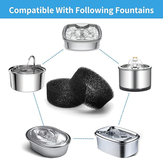 Foam Filters for Cat Water Fountain, Katlikatqi 16 Pack Cat Fountain Foam Filter Replacement, Compatible with SMA-800 Water Pump