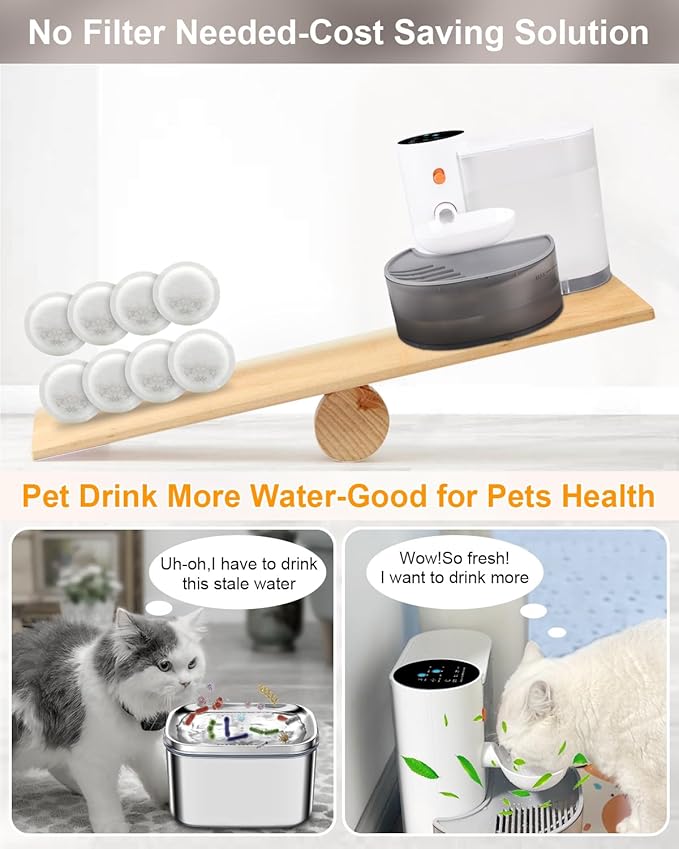 Smart Pet Water Fountain,Filterless Cat Water Fountain No Filter,3L/102oz Ultra Silent Cat Fountain, Separation Design(Includes A Silicone Food Mat)