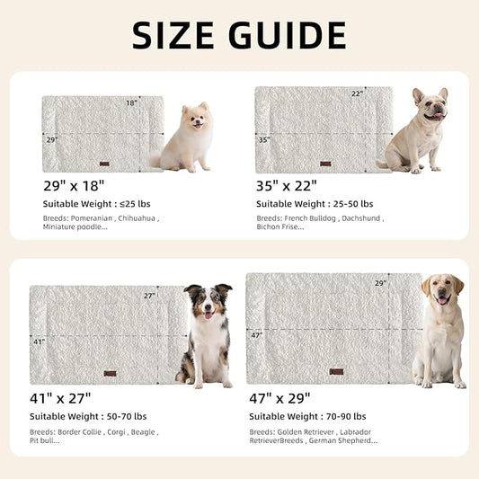 Fluffy Reversible Dog Bed Mat - Ultra Soft & Machine Washable Dog Crate Pad fit for Metal Kennel, Cozy Sleeping Mat, 35" x 22", Beige