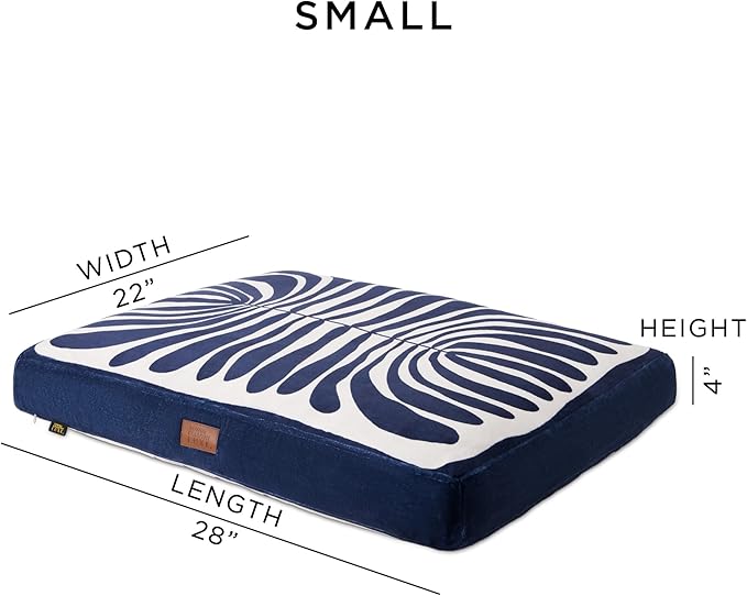 TOWN & COUNTRY LUXE CuddleTown Matisse Everwash® Pillow Pet Bed, Water Repellent Floor Pillow, Machine Washable Cover, Soft & Calming, Navy Blue, Small 28"x22"x4"