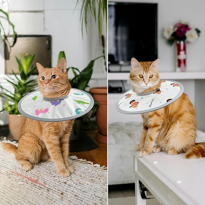 LOS ANDES Cat Recovery Collar, Adjustable Cat Protective Collar Alternative After Surgery, Protect Cat Neck Cones to Stop Licking Wound, Lightweight Elizabethan Collar for Kitten,Puppy