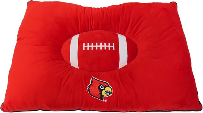 Pets First NCAA PET Bed- Louisville Cardinals Soft & Cozy Plush Pillow Bed. - Sports Dog Bed. Cuddle, Warm Collegiate Mattress Bed for Cats & Dogs