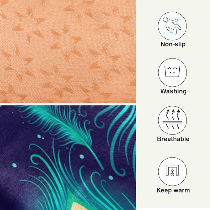 Peacock Feather Pet Bed Cute Dog Bed Mat Absorbing Non Slip Pad Pet Sleeping Mat for Small, Medium, and Large Dogs Puppy Cat 24 in x 18 in