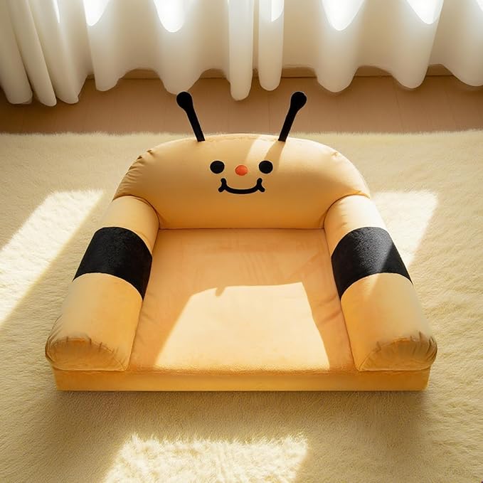 Cute Cat Couch with Soft Pillow, Supportive Dog Couch, Cat Sofa with Removable Cover,Cute Bee Shaped, 24 Inch