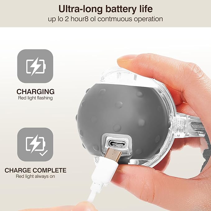 Electric Interactive Cat Toy Ball - Automatic Rolling Silicone Cat Toys for Indoor Cats, Durable Chew-Proof Motorized Kitty Ball with LED Light, Fun Exercise Toys for Bored Kittens(Grey)