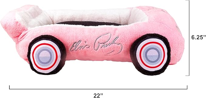 Elvis Plush Car Pet Bed – Pink Pet Bed with Musical-Design Pillows and Elegant Car Styling