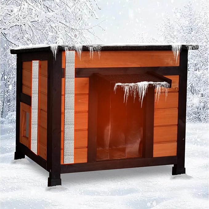 Outdoor Cat House for Insulated Feral Cat Shelter Weatherproof Outside Cat Enclosure for Winter, Outdoor Indoor Use with Openable Waterproof Roof Brown