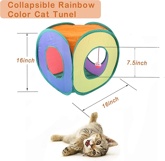 42pcs Interactive Cat Toys Kit - Multi-Activity Kitten Toy Set with Collapsible Tunnel, Feather Wand & Bell, Cat Balls Toys - Indoor Play Enrichment Supplies for Adult Cats & Kittens