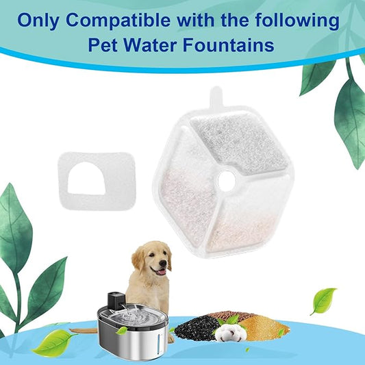 Cat Water Fountain Filter,Cat Fountain Filters Replacement for 152oz/4.5L Wireless Battery Operated Pet Fountain,18 Set Pet Fountain Filter Replacement