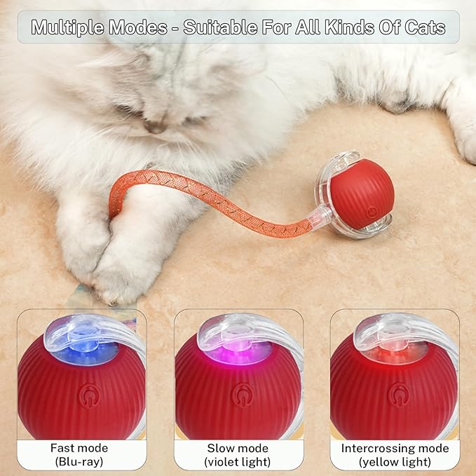 New Upgraded Cat Ball Toy - Speedy Tail 2.0 Cat Toy, Interactive Cat Toy Ball, Stimulating Toys and Juguetes para Gatos, Cat Toys for Bored Indoor(Sound Switchable) (Green)