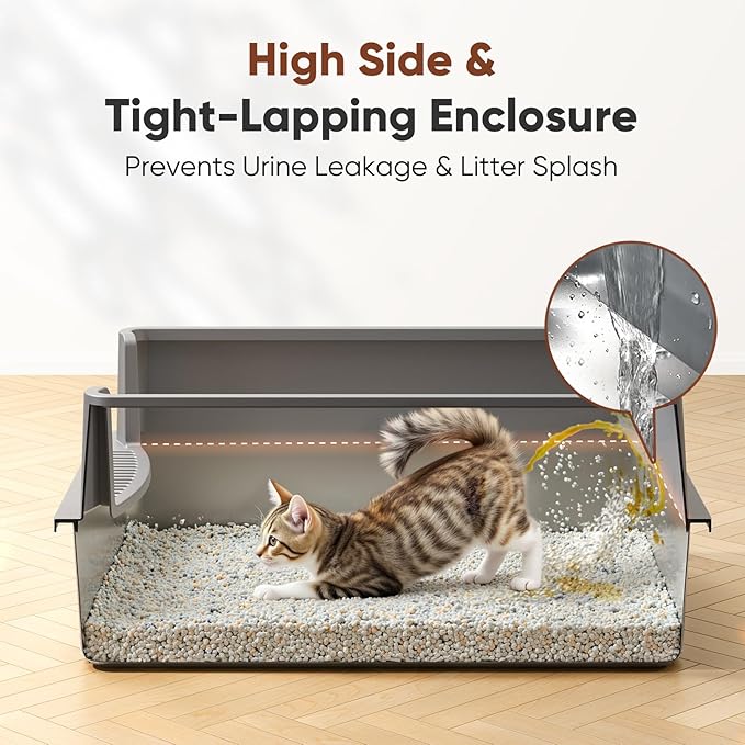 Extra Large Stainless Steel Litter Box with Lid, XXXL XXL Metal Litter Box for Big Cats & Kitty, 28”L x 20”W x 12”H Enclosed Cat Litter Boxes, Never Absorbs Odors, Anti-Urine Leakage, Easy Cleaning