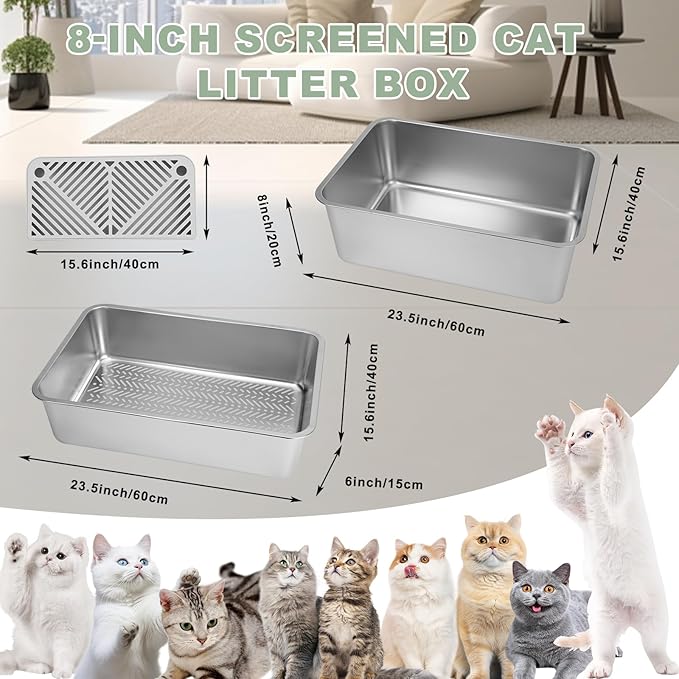 Litter Box β Extra Large 23.5" Odor-Resistant Double-Layer Sifting Design with Leak-Proof Liner, Easy-to-Clean & Durable, Includes Litter Scoop β for Kittens, Seniors & Multiple Cats