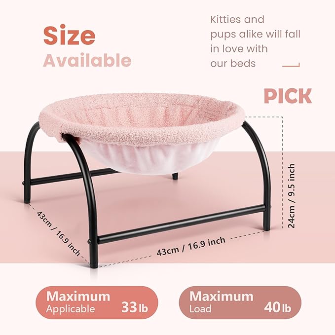 Cat Hammock Bed - Detachable, Breathable, Easy Assembly Indoors Outdoors, 16.9 in x 16.9 in x 9.5 in