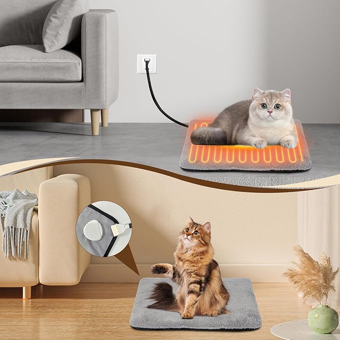 Heated Cat House, Cat Shelter Indoor, Weatherproof Waterproof Plastic Stackable Cat House for Winter with Heating Mat(Green