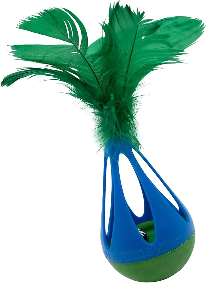 Playology Cat Toy Set 2-Pack Teeter Totter Toys | Feather Cat Toy Gift Set | Interactive Play for Indoor Cats