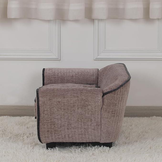 Pet Sofa/Dog Bed with Luxury Striped Fleece Pet Bed Animal Sleeping Bed, Small Dog and Cat Couch Bed (Light Brown)
