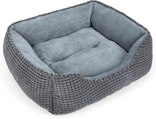 MIXJOY Dog Bed for Large Medium Small Dogs, Rectangle Washable Sleeping Puppy Bed, Orthopedic Pet Sofa Bed, Soft Calming Cat Beds for Indoor Cats, Anti-Slip Bottom with Multiple Size (30-Large, Grey)
