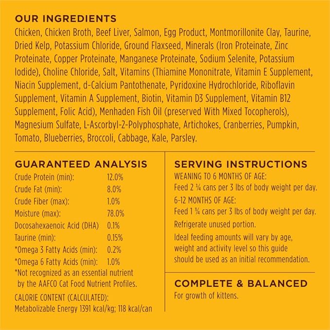 Instinct Original Kitten Wet Cat Food, Pate, Grain-Free - Real Chicken, 3 oz. Cans (Pack of 24)