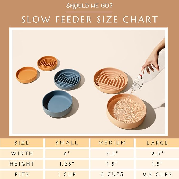 The Slowdown Bowl Silicone Slow Feeder for Cats & Kittens, Slow Eating Mealtime Solution with Lick Modern Mat Design, Reduces Gulping, Fits 1 Cup 6” Across x 1.25” Tall, Small-Terracotta
