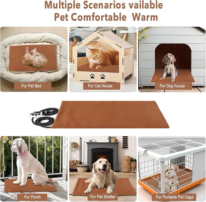 On/Off Switch Electric Pet Heating Pad with Chew Resistant Cord and 2PCS Machine Washable Cover,Indoor Heated Pet Bed Warmer,for Cat Beds and Dog Beds (Small)