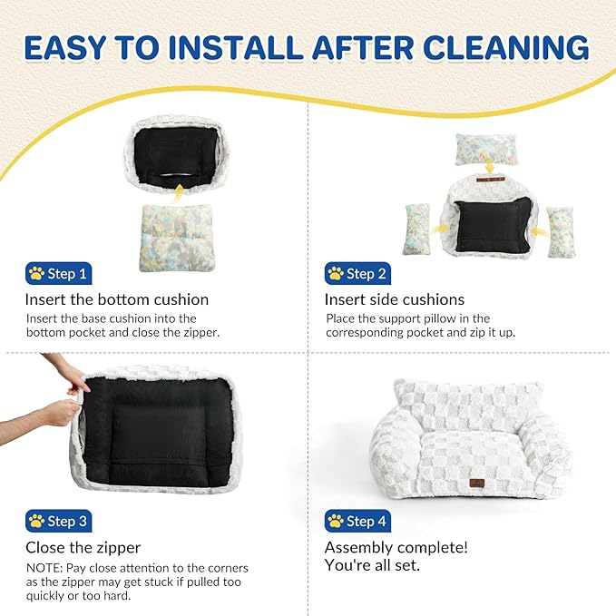 Large Dog Bed Sofa, Fluffy Pet Bed for Medium and Large Dogs, Supportive Dog Couch Sofa for Dogs, Pet Sofas with Washable Cover & Non-Slip, 38 inch, Pink