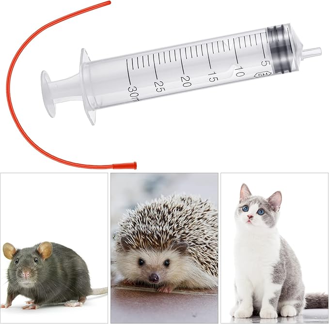 3 Sets Puppy Kitten Feeding Tube Kit Includes 3 Pcs 8 FR Red Rubber Feeding Tubes and 3 Pcs 30 ml Clear Feeding Syringe Kitten Syringe Feeding Supplies Feeding Tube Syringes Tool for Small Animals