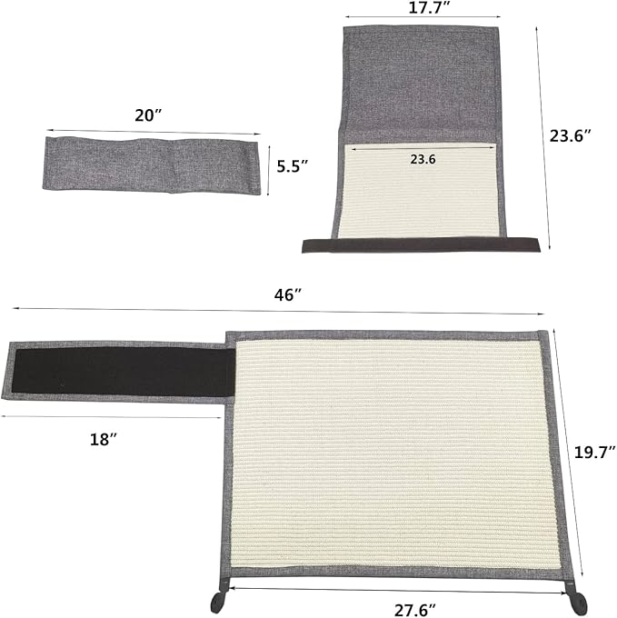 Fully Wrapped Cat Scratcher Couch- Natural Sisal Furniture Protection from Cats-Corner cat Scratcher for Couch Bed,Chair-Easy Installation