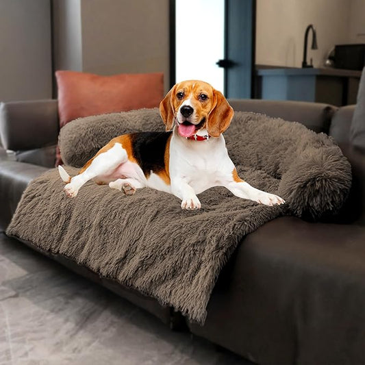 Calming Dogs/Cats Bed Mats, Dog Pad Washable Removable Couch Cover, Plush Long Fur Mat for Pets, Waterproof Lining, Perfect for Small, Medium and Large Dogs and Cats (Desert Brown, 36"x31")