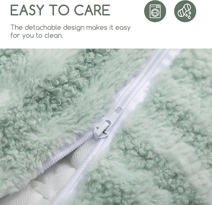 Hollypet Cat Bed Fluffy Plush Mutifuctional Double-Layer Soft Pet Couch Orthopedic Sofa Nest Beds for Small Cats and Dogs, Light Green (21x15x8 inch)