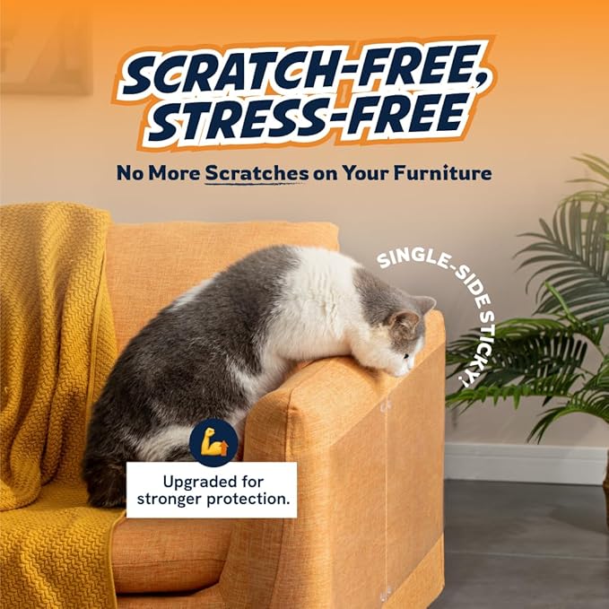 Panther Armor Anti Scratch Furniture Protector, 6-Sheets + 36 Pins, Couch Guards from Cat Claws, 100% Transparent, Stop Cats & Dogs from Scratching Furniture, Heavy Duty